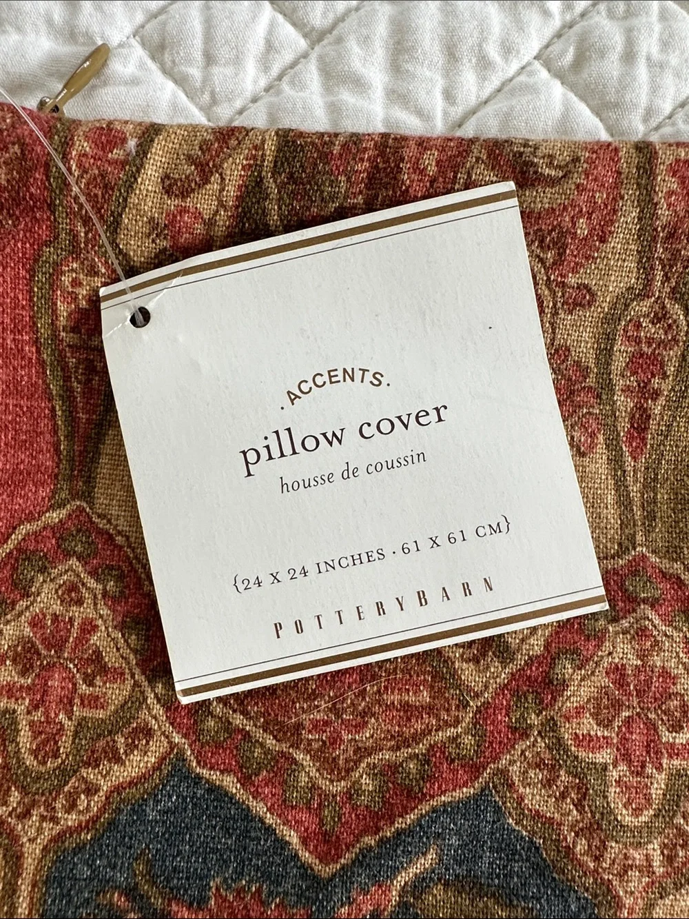 Pottery Barn Red and Brown Paisley Accent Pillow Cover Only